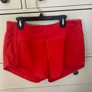 Lululemon Red Speed Up Lined Shorts 4”